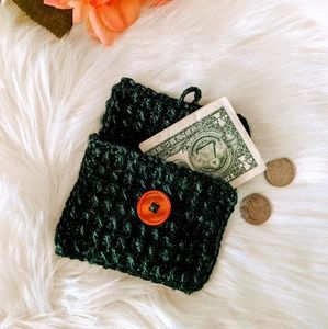 Coin Purse - Sea Green With Orange Button